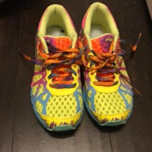 Aasics neon running shoe
